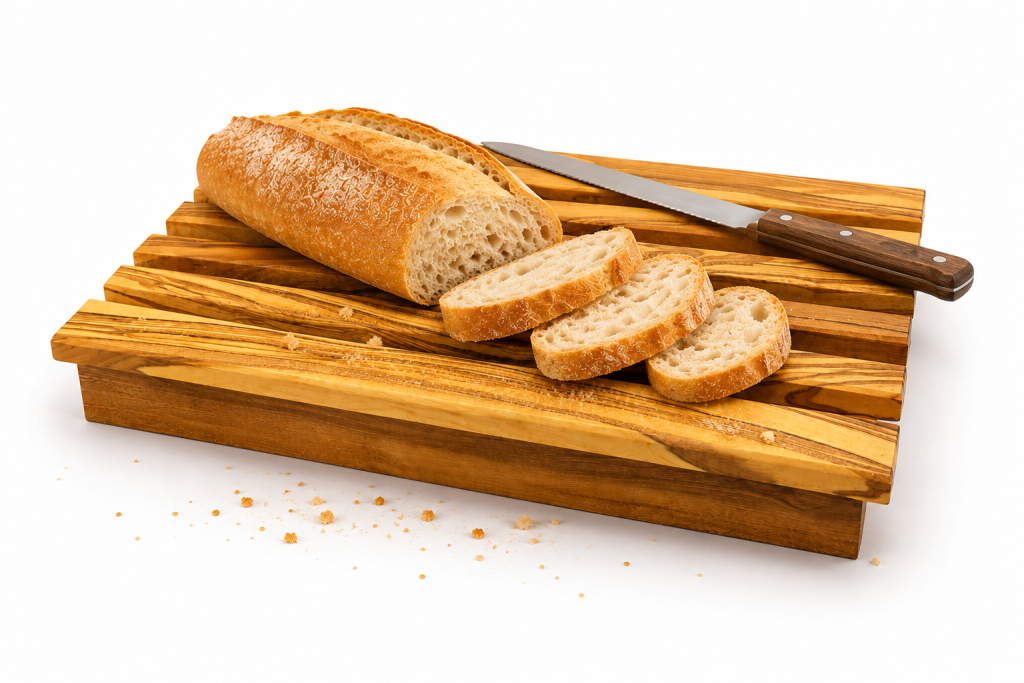 Olivenholz Brotschneidekasten mit Krümelfach