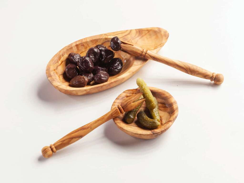 Oliventeller mit Kernmulde mini, ca. 14-15 cm