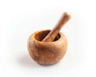 Mörser aus Olivenholz, rund - ca. Ø 12cm