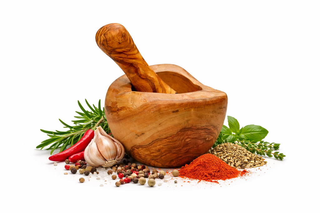 Mörser aus Olivenholz, rustikal - ca. Ø 10cm