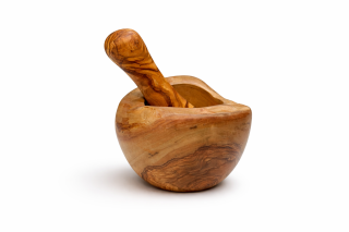 Mörser aus Olivenholz, rustikal, ca. Ø 10 cm