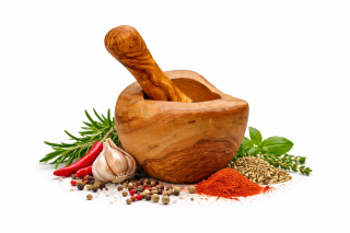 Mörser aus Olivenholz, rustikal - ca. Ø 10cm