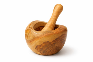 Mörser aus Olivenholz, rustikal, ca. Ø 12 cm
