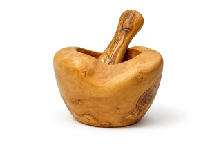 Mörser aus Olivenholz, rustikal, ca. Ø 16 cm