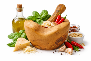 Mörser aus Olivenholz, rustikal - ca. Ø 16cm