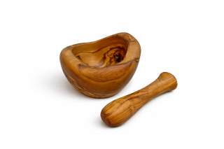 Mörser aus Olivenholz, rustikal - ca. Ø 8cm