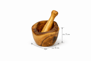 Mini Mörser aus Olivenholz, rustikal ca. Ø 6cm