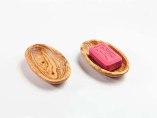 Seifenablage aus Olivenholz, oval, gelocht, ca. 13...