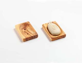 Olive wood soap dish, rectangular and flat, approx. 11 × 7 × 1.5 cm