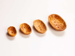 Olive wood soap dish, oval, large, with drainage holes, approx. 16 × 9 cm