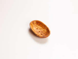 Olive wood soap dish, oval, large, with drainage holes, approx. 16 × 9 cm