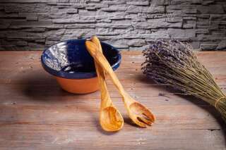 Olive wood salad servers “Drôme”, medium, approx. 25 cm