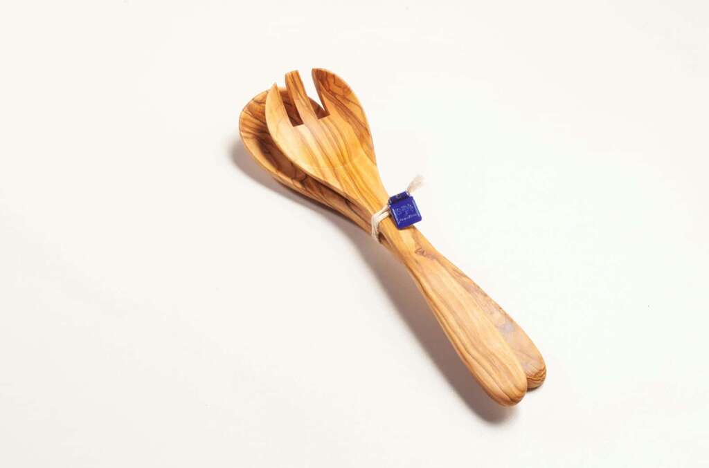Salatbesteck aus Olivenholz „Drôme“ groß, ca. 30 cm