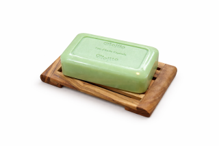 Olive wood lattice soap dish, approx. 13 × 7.5 cm