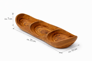 Baguette- / Knabberschale 3-fach, ca. 30-35cm.